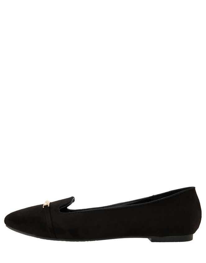 Metal Bar Flat Shoes, Black (BLACK), large