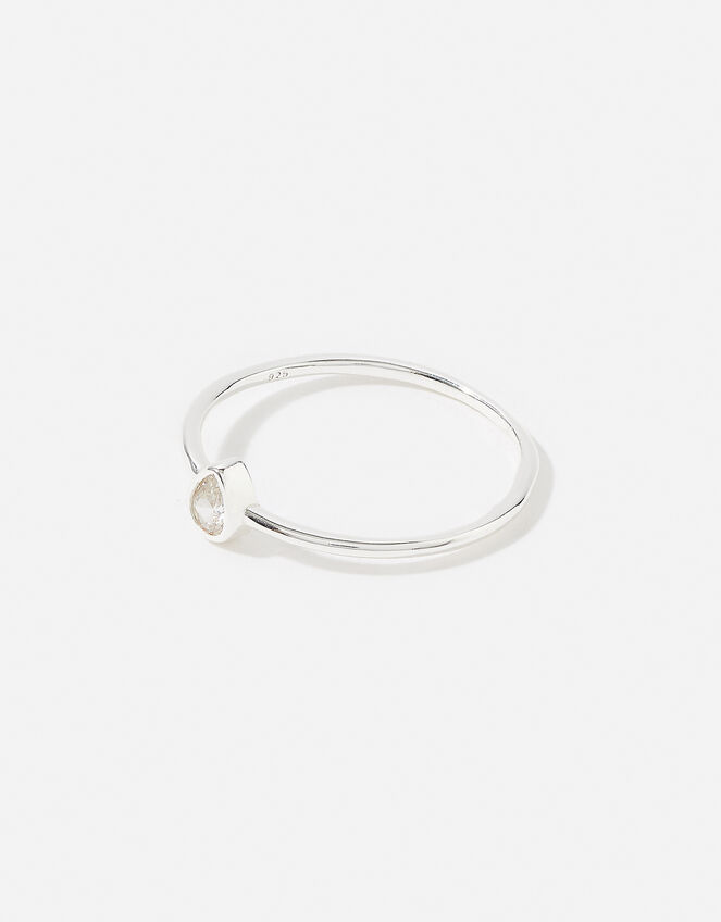 Sterling Silver Teardrop Ring, Silver (ST SILVER), large
