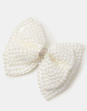 Girls Pearl Bow Hair Clip, , large