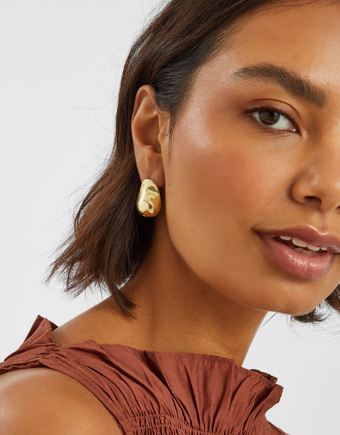 14ct Gold-Plated Molten Curve Drop Earrings, , large