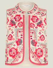 Embellished Floral Waistcoat, Cream (CREAM), large