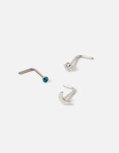 Surgical Steel Moon Nose Stud Set of Three, , large