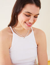 Sterling Silver-Plated Layer T-Bar Necklace, , large