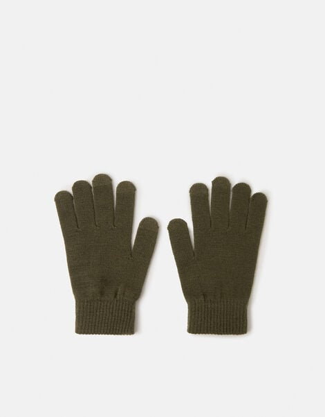 Plain Touch Screen Gloves , Green (KHAKI), large