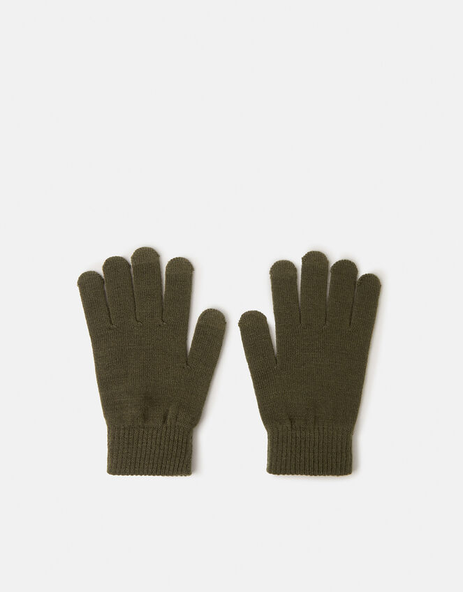 Plain Touch Screen Gloves , Green (KHAKI), large
