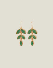 Beaded Leaf Drop Earrings, , large
