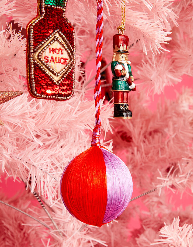 Satin Stripe Bauble, Red (RED), large