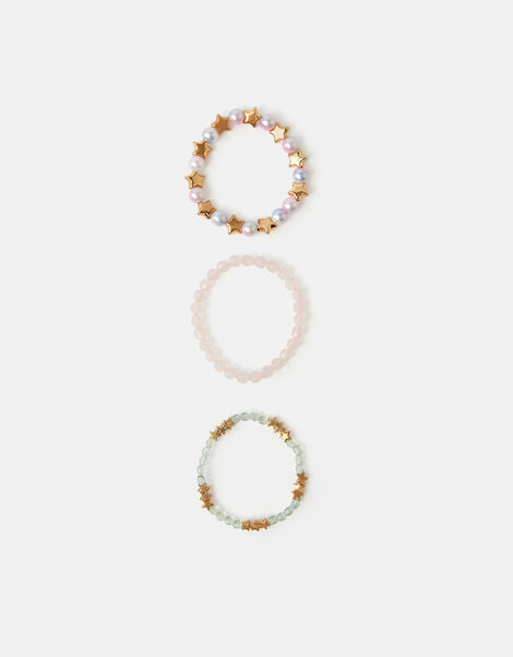 3-Pack Girls Star Beaded Stretch Bracelets, , large
