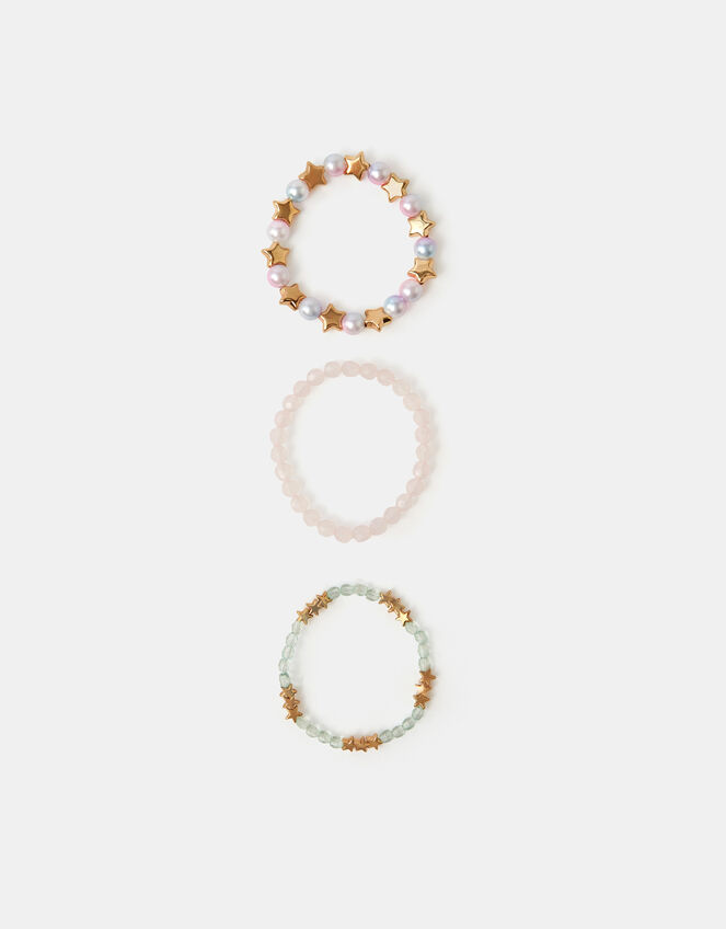 3-Pack Girls Star Beaded Stretch Bracelets, , large