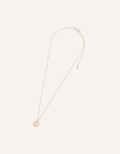 Sterling Silver-Plated Rose Quartz Necklace, , large