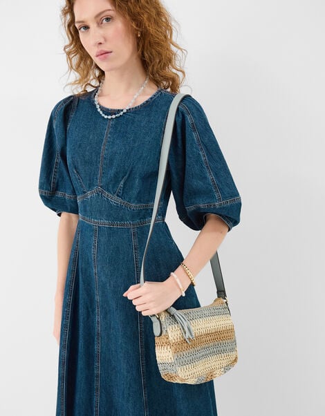 Stripe Woven Cross Body Bag, , large