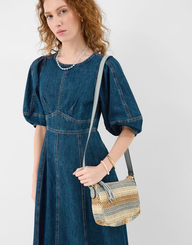 Stripe Woven Cross Body Bag, , large