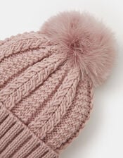 Pom-Pom Beanie Hat, Pink (PINK), large