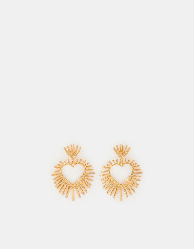 Sun Beam Heart Short Drop Earrings, , large