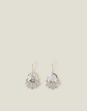 Small Hammered Disc Chandelier Earrings Silver, , large