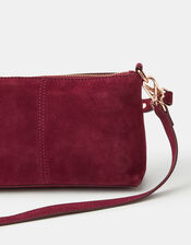Leather Crossbody Handbag, Red (BURGUNDY), large