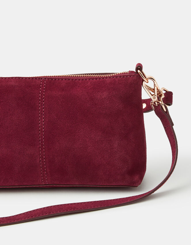 Leather Crossbody Handbag, Red (BURGUNDY), large