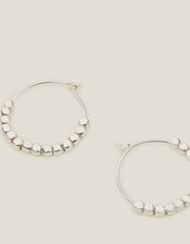 Sterling Silver-Plated Bead Hoops, , large