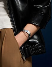 Sterling Silver-Plated Crossover Bangle Bracelet, , large