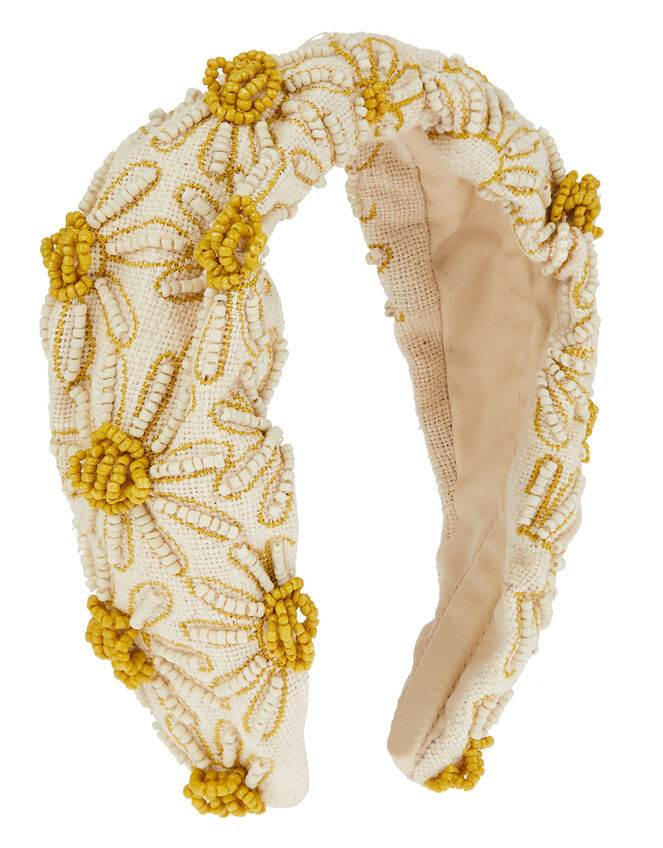 Daisy Beaded Wide Headband, , large