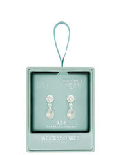 Sterling Silver Cubic Zirconia Drop Earrings, , large
