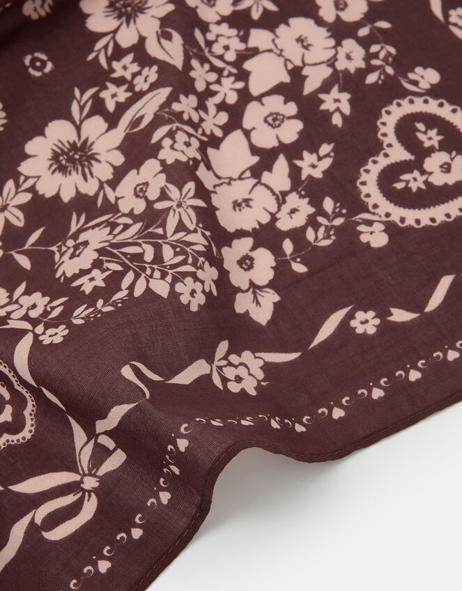 Small Floral Cotton Square Scarf, , large