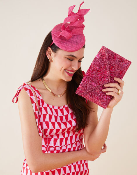 Twirl Sin Band Fascinator, Pink (PINK), large