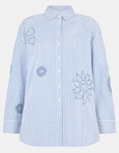 Embroidered Stripe Shirt, Blue (LIGHT BLUE), large