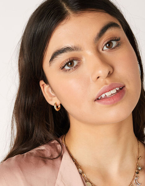 Gold-Plated Small Chunky Hoops, , large