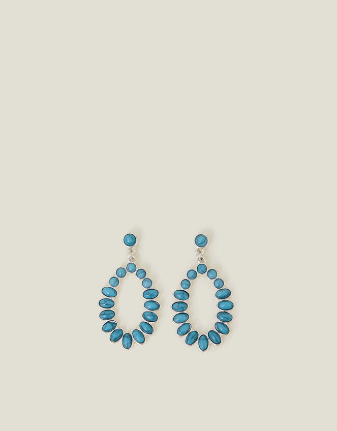 Oval Stone Drop Earrings Turquoise, , large