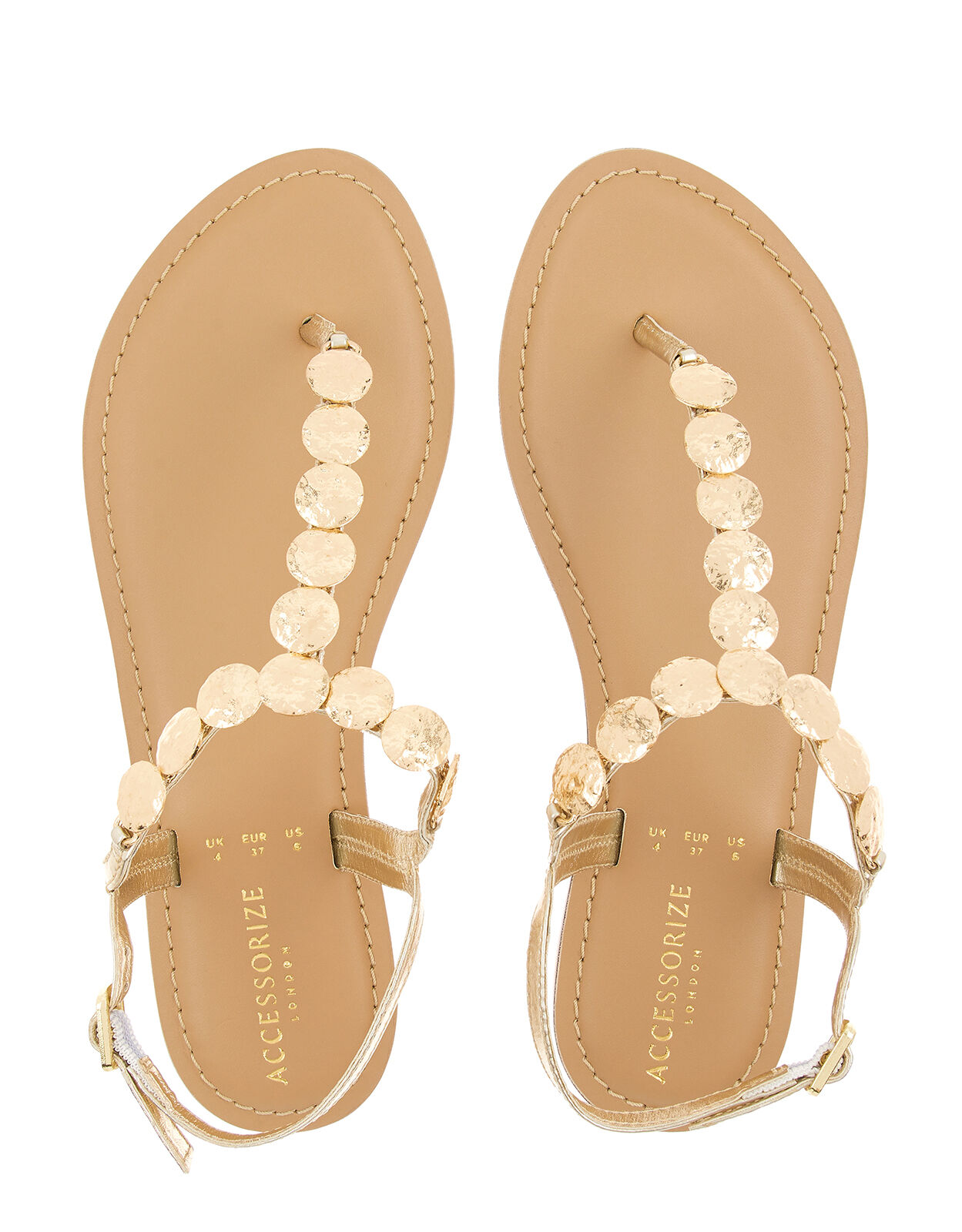 Gold 2025 coin sandals