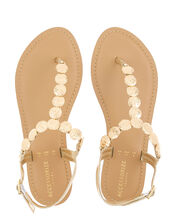 Athena Coin Metallic Sandals, Gold (GOLD), large
