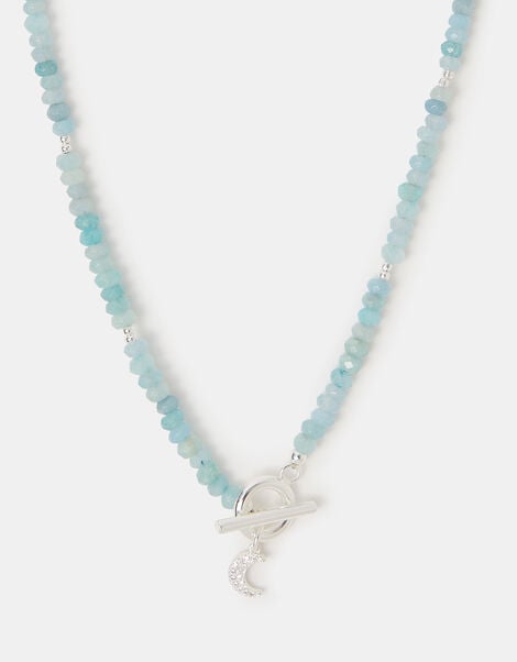 Sterling Silver-Plated Celestial Quartz T-Bar Necklace, , large