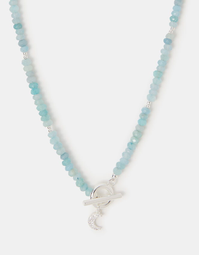 Sterling Silver-Plated Celestial Quartz T-Bar Necklace, , large