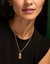 Stainless Steel Flower Tag Pendant Necklace, , large