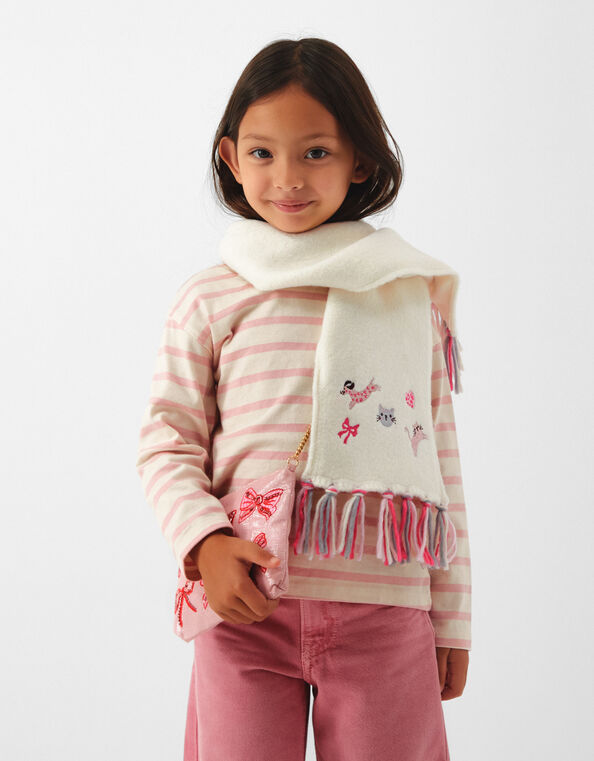 Girls Pet Club Tassel Scarf, , large