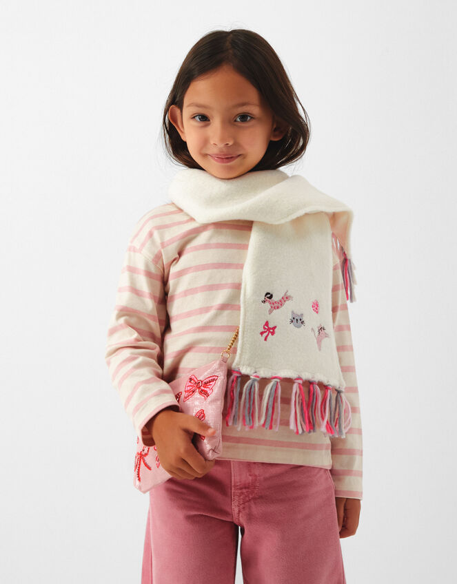 Girls Pet Club Tassel Scarf, , large