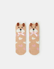 Girls Puppy Bed Socks, Natural (NATURAL), large