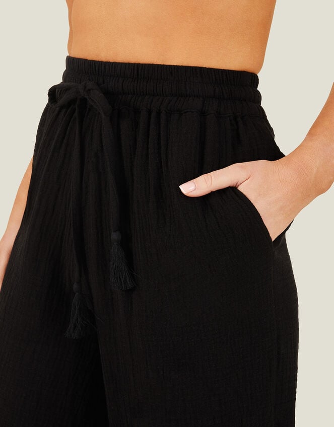 Crinkle Beach Trousers, Black (BLACK), large