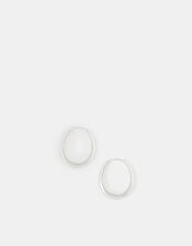 Sterling Silver-Plated Chunky Oval Hoops, , large