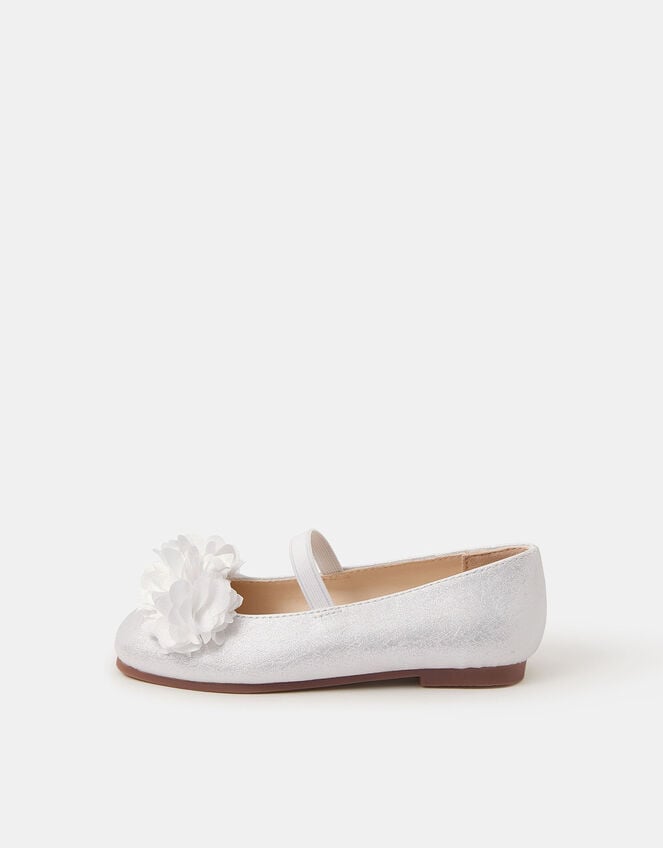 Girls Corsage Flower Ballet Flats, Ivory (IVORY), large