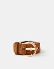 Leather Eyelet Belt, Tan (TAN), large