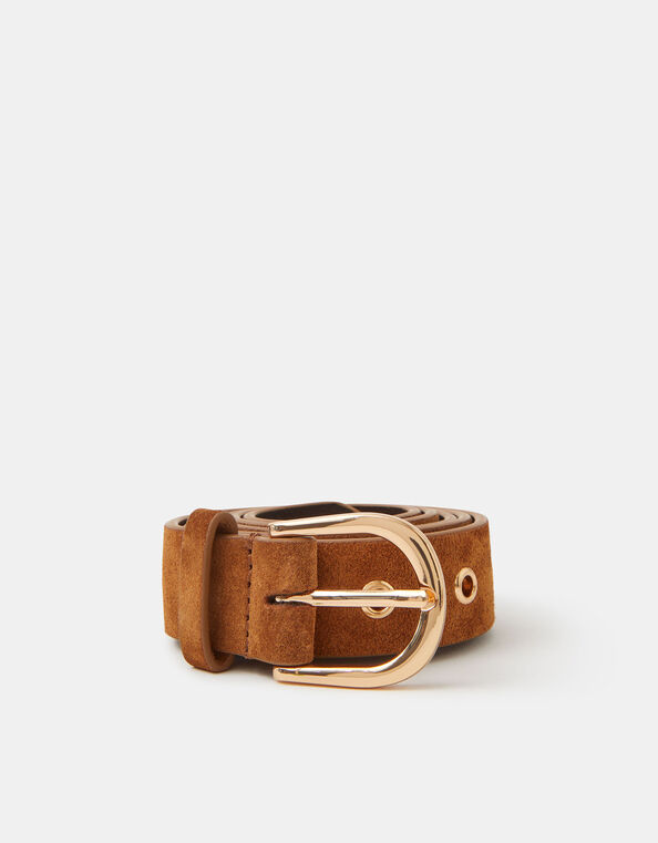 Leather Eyelet Belt, Tan (TAN), large