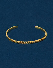 14ct Gold-Plated Twisted Bangle Cuff, , large