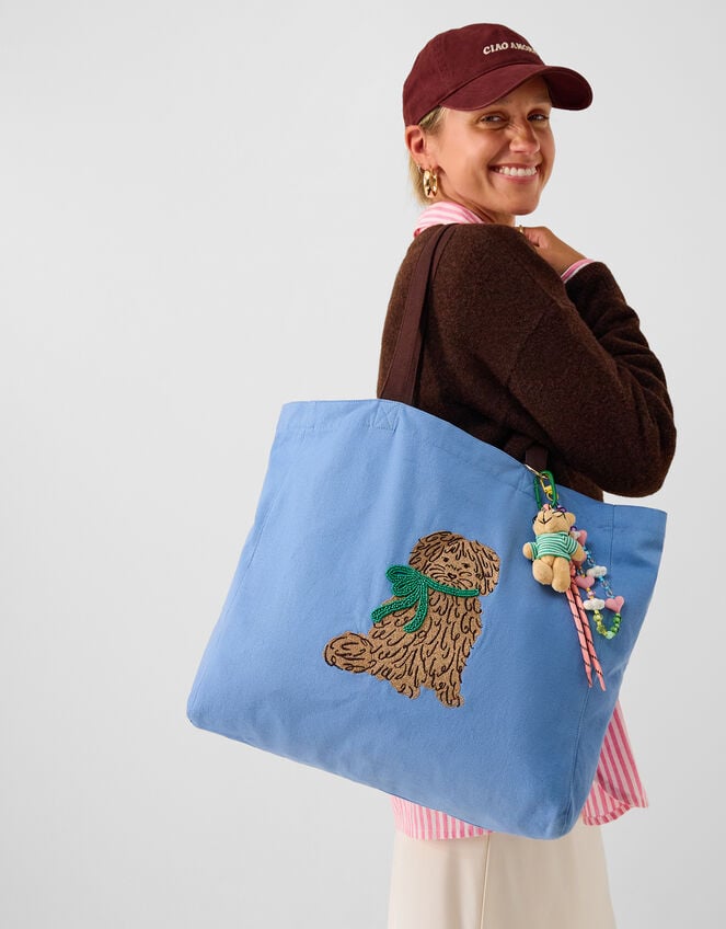 Accessorize x Good Manners Dog Embroidered Shopper Bag, , large
