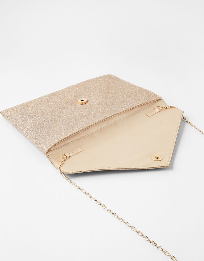 Lily Glitter Envelope Clutch Bag, Gold (GOLD), large
