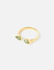 Gold-Plated Aventurine Healing Stone Ring, Green (LIGHT GREEN), large