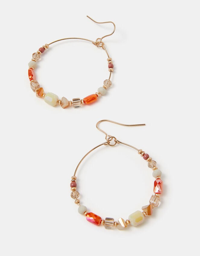 Beaded Hoop Mid Drop Earrings, , large