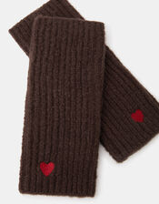 Heart Embroidered Fingerless Gloves, , large