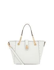 Katie Handheld Animal-Print Bucket Bag, White (WHITE), large